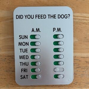 Silver Dog Feeding Reminder Board